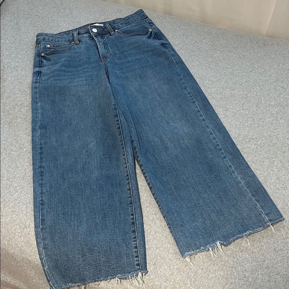 Oat New York Straight Wide Jeans Size 4 Raw Hem High Rise